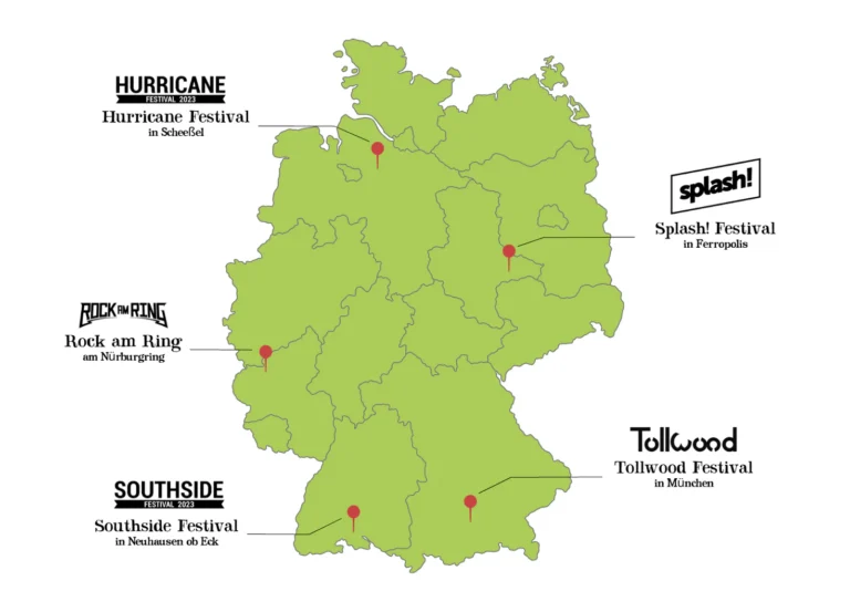 Deutschlandkarte mit Festivalübersicht